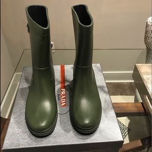 PRADA ARMY GREEN RAIN BOOTS